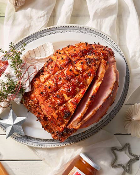 Apricot and ginger baked ham