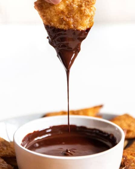 Churro chips with chocolate ganache dip
