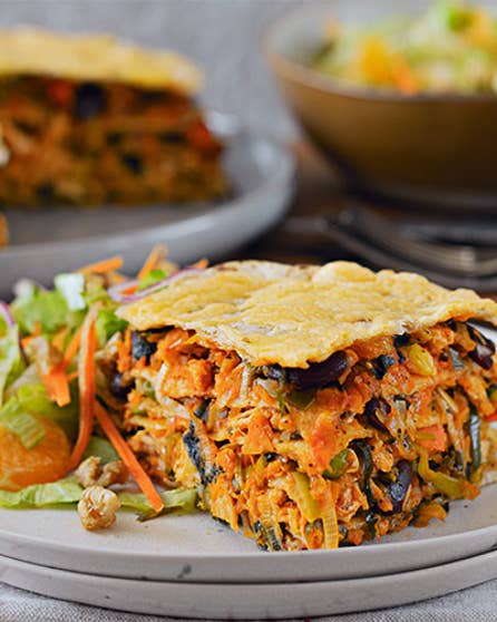 Tortilla stack with crisp orange salad