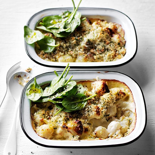 Go-to cauliflower and gnocchi cheese bake