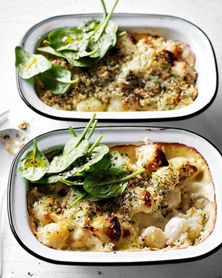 Go-to cauliflower and gnocchi cheese bake