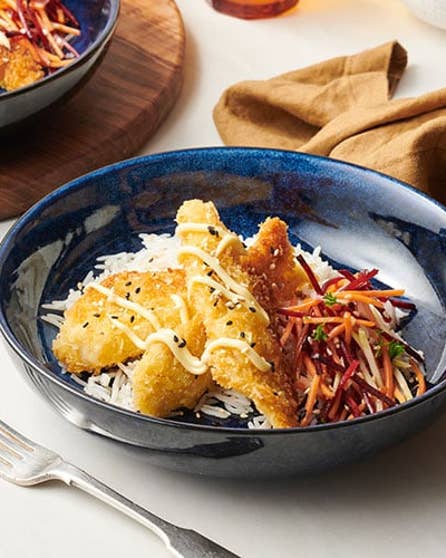 Chicken katsu with super slaw and sesame dressing