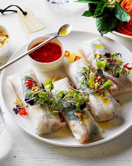 Go-to orange chicken rice paper rolls