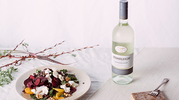 Warm beet salad with goats cheese