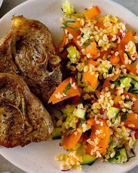 Lamb chops with quinoa tabbouleh