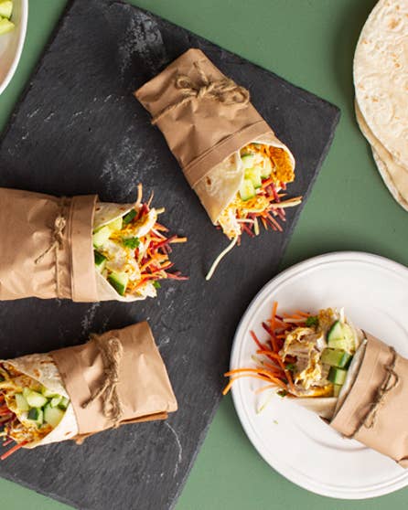 Spiced chicken roti wrap