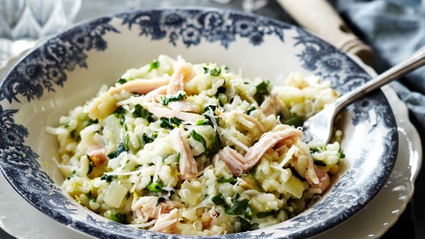Smoked chicken, spinach and lemon risotto