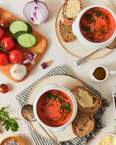 Gazpacho-inspired tomato soup