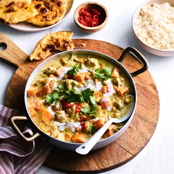 Chicken and kūmara chickpea curry