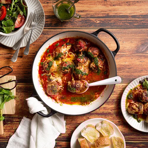 Cheesy baked meatballs