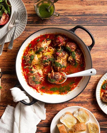 Cheesy baked meatballs