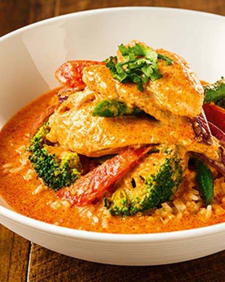 Slow-cooked Thai red chicken curry
