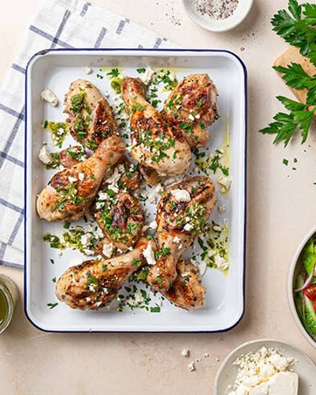Lemon and feta chicken drumsticks