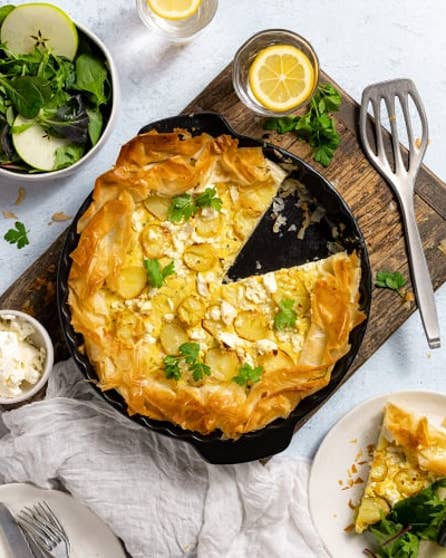 Herby potato filo tart