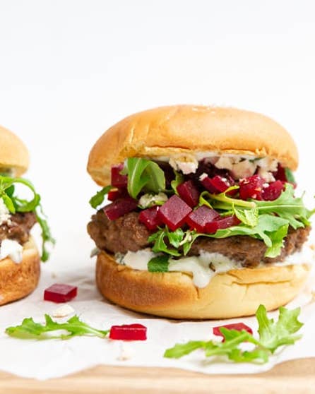 Lamb and beetroot burgers