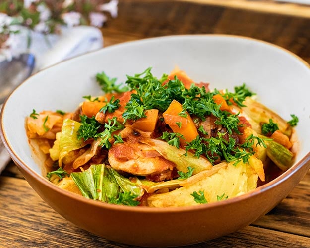 Chicken casserole with smashed potatoes