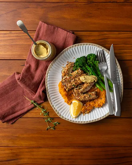 Herb crusted pork steaks