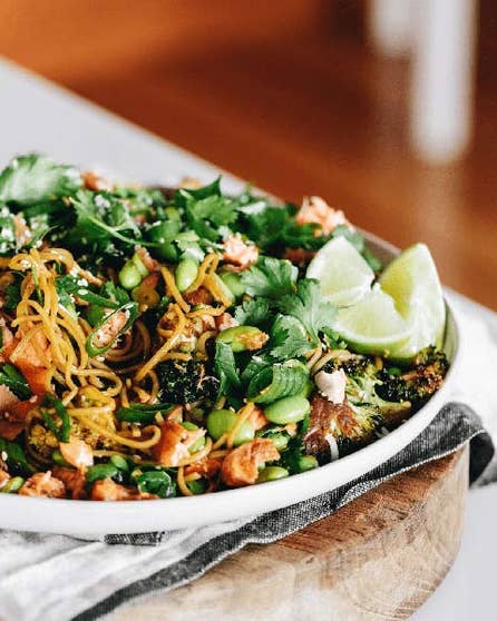 Sarah's salmon and soba noodles with ginger and sesame dressing