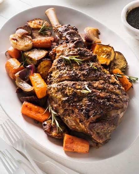 Classic roast lamb with mint sauce