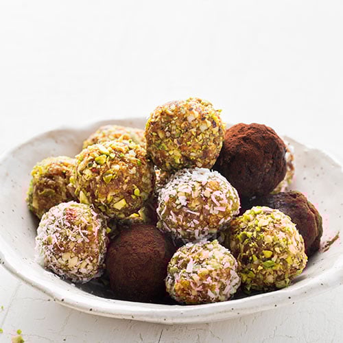 Date, apricot and almond bliss balls