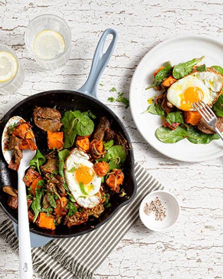 Leftover roast lamb and kūmara hash