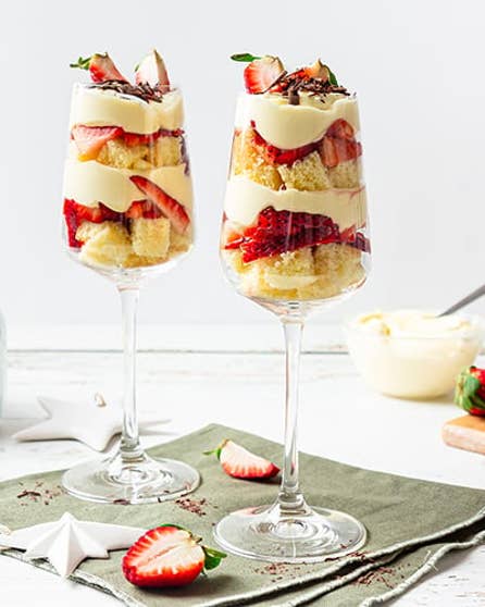 Individual strawberry shortcake trifles