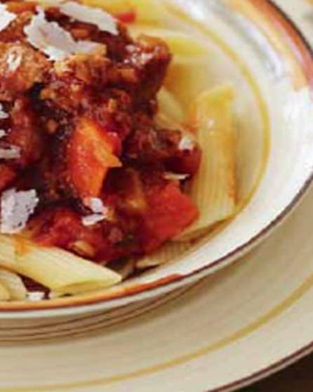 Slow-cooked pork ragu with penne