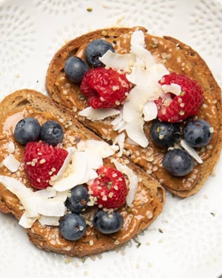 Almond butter and berry breakfast toast