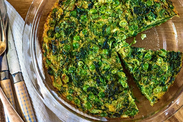 Spring vege crustless quiche