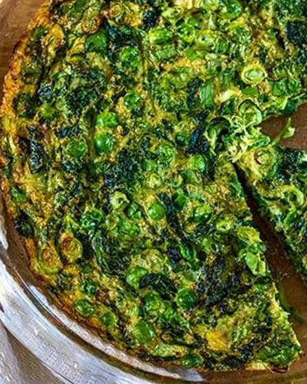 Spring vege crustless quiche