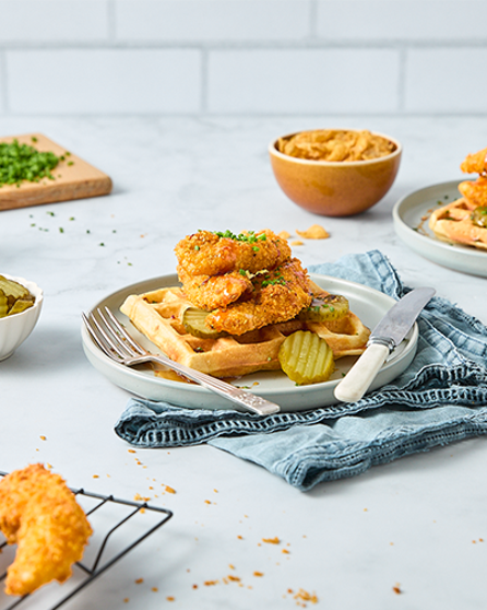 Crispy chicken and waffles