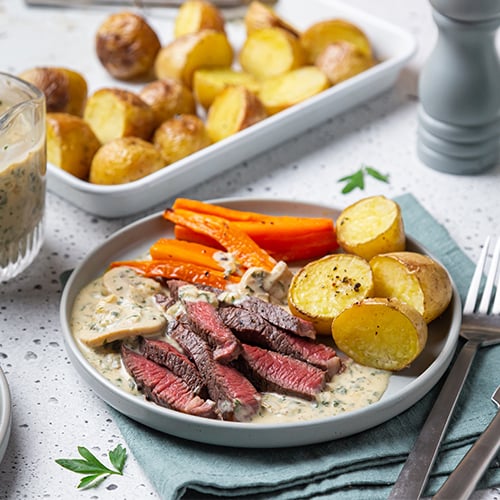 Steak Diane with crispy potatoes