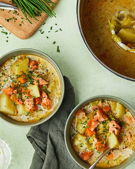Smoked Salmon, leek and potato soup