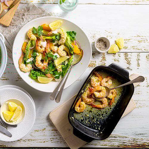 Citrus and garlic prawns