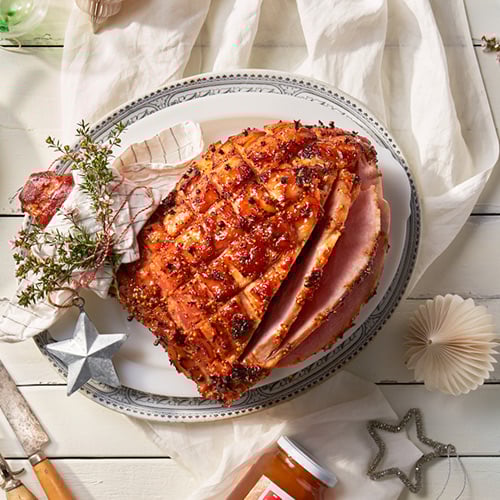 Apricot and ginger baked ham