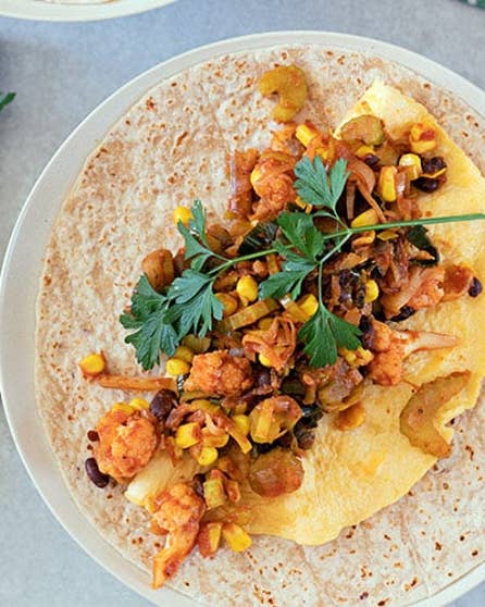 Vege and egg fajitas