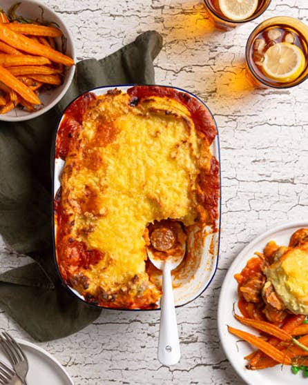 Bangers and mash pie