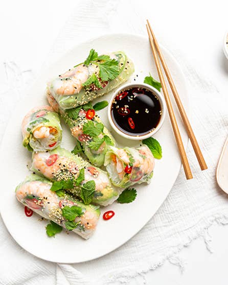 Vietnamese inspired prawn summer rolls