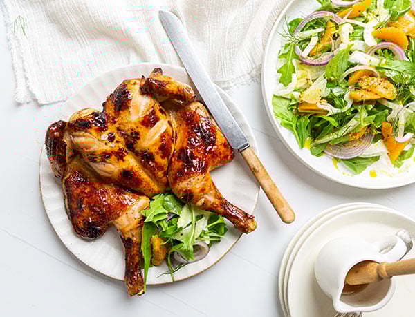 Ginger beer chicken with orange and fennel salad
