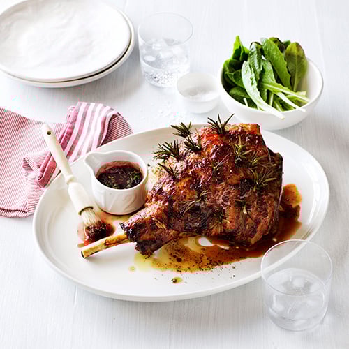 Leg of lamb with cranberry mint glaze
