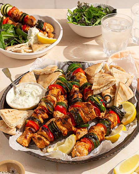 Lemony chicken and courgette skewers