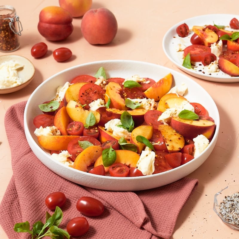 Stone fruit caprese inspired salad