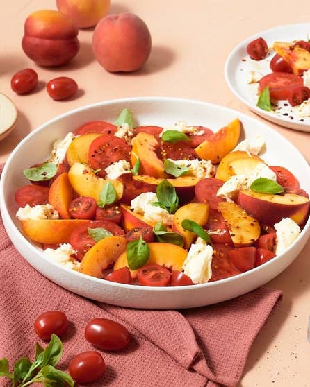 Stone fruit caprese inspired salad