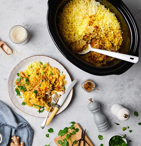 Biryani-inspired slow cooker chicken