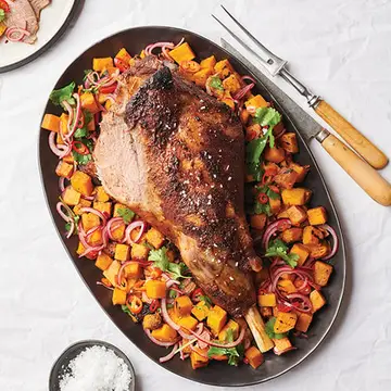 Roast lamb with butternut
