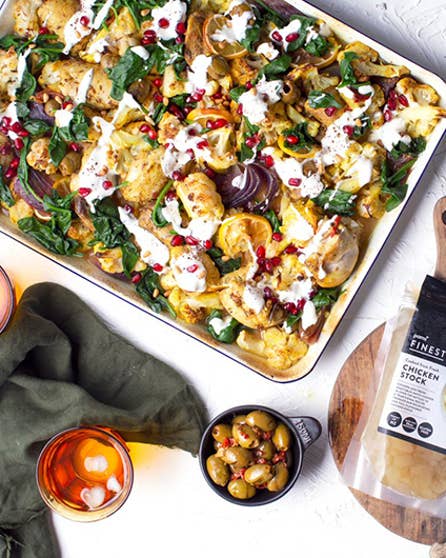 Keto-friendly spiced chicken cauliflower traybake