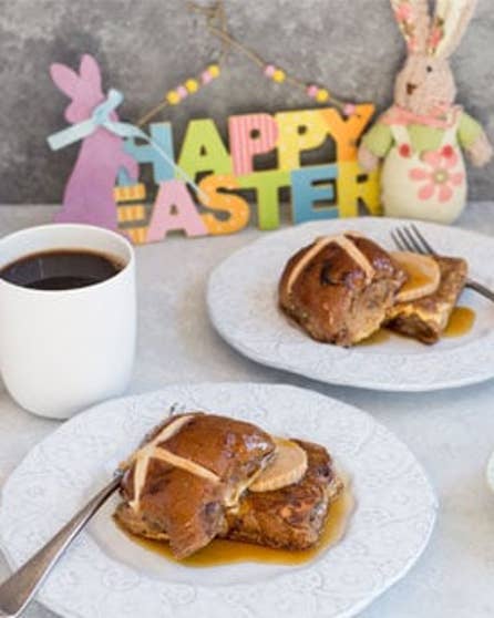 Hot cross bun french toast with cinnamon butter