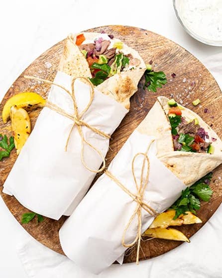 Mediterranean inspired lamb pitas