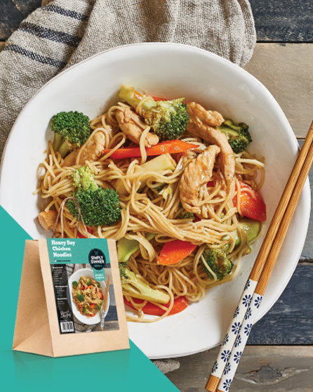 Honey soy chicken noodles