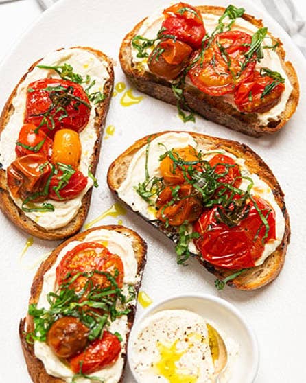 Whipped feta and tomato bruschetta